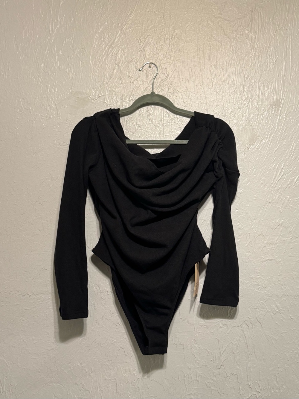 SHEIN Black Cowl Neck Long Sleeve Bodysuit